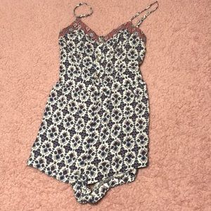 white blue and pink romper